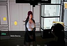 Amateur redhead's small tits bounce during game walkthrough