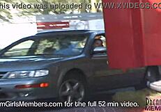 Two bffs flash fast food employees and one flashes back