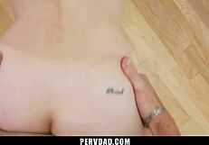 My stepdaughter likes to fuck with older guys - pervdad, she has small tits and shaved pussy.