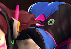 D Va Gets Wild in Cartoon Blowjob Action