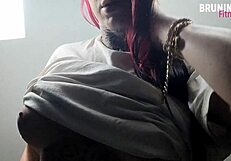 Brazilian slut flaunts her ass and big silicone tits in athletic fitness