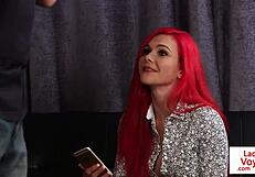 redhead british voyeur teases and jerks guy