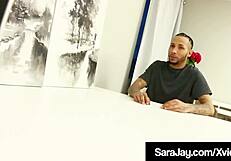 Older Boss Beauty Sara Jay FUCKS Big Latino Worker's COCK