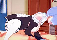 Holy Crap, Watch Rem Pound Hard with Ahegao Face as Big Boobs Maid in Re Zero POV!