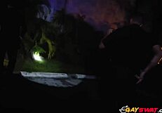 two gay cops suck and ride big black cock outdoors