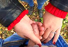 I'm trembling! Cute teen Nata Sweet risks a public handjob in the forest, driving me wild.