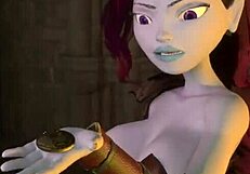 yo, check this busty elf dominating in 3d fight animation