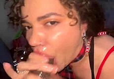 Naudi Nala performs intense throat magic on monster cock with wet blowjob