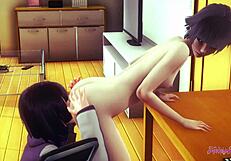 boruto naruto hentai 3d: himawari and hinata get cunnilingus with squirting in japanese manga anime porn