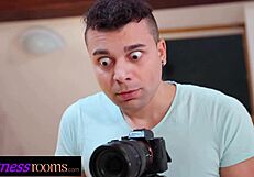 in the fitness room, chloe chevalier gets muff diving, blowjob, and doggystyle leading to creampie orgasm