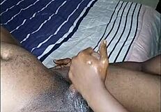 Amateur black woman sucking and blowing on a big cock like it's her dinner.