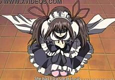 Lezdom BDSM ass beading on restrained petite teen