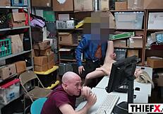 Hot teen 18+ is a really bad thief punished with blowjob and ass in office garage