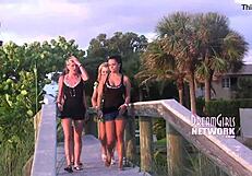 Shy First-Time Flashers Expose Their Tits On Florida Beach In Public.