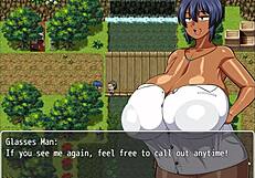 tanned girl natsuki enjoys a naked bath after chatting with perverted villagers in hentai game