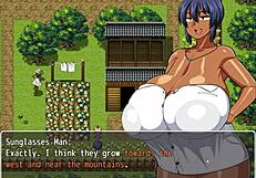 tanned girl natsuki enjoys a naked bath after chatting with perverted villagers in hentai game