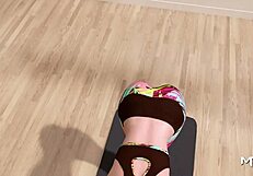 Big tits bouncing intriguingly at the gym in this anime hentai game