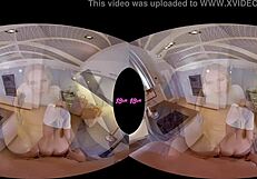 Tantalizing big titty blonde teen smashed in kitchen VR sex