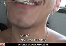 Latino Sucks Boss Cock Bareback for Extra Cash Outdoors