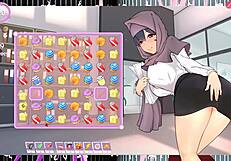 tsundere milf boss in hijab shows dripping pussy