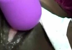 huge ebony babe squirts intensely while masturbating with vibrator in homemade solo