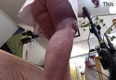 995 vacuuming in slippers without panties, showing big ass and retro blue films