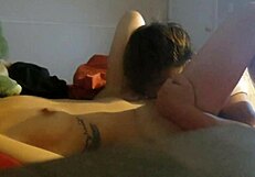 Asian Brunette Teen 18+ Bent Over for Pussy Licking and Doggystyle