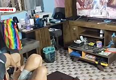 Curious straight friend intensely fucks two guys bareback in hardcore action