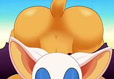 Rouge expertly sucks cock and swallows cum in intense hentai scene. Her ass gets pounded hard during action.