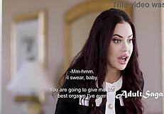 Babe caught in a heated lesbian threesome licking shaved pussy.