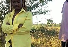 she skipped classes and got caught, then creampied outdoors by black guy