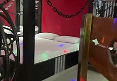 Pretty Peruvian slave gives blowjob then gets punished in gallows for gaping pussy orgasm!