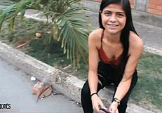 I meet a pretty emo brunette and take her to my apartment for doggystyle ass fucking and cumshot