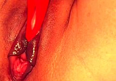 Milf's shaved pussy pulses during powerful orgasm