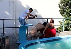 Gauchada enjoys a hot and steamy pool scene with a big dick