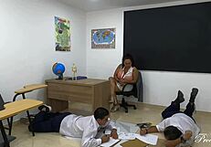 University Threesome with Teacher Roxana