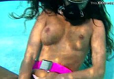 Nora shmandora dives deep with dildo underwater