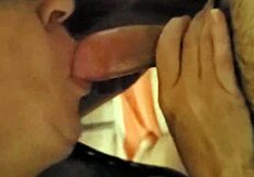 mature woman performs oral on stepson