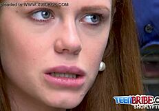 Ella is outraged when horny officer makes her TAKE HIS COCK