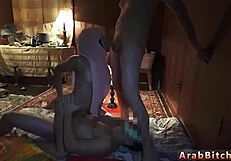 Arab mature woman in army uniform gets anal fucked outside camp