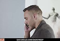 Stepdad tricks stepson into a taboo blowjob session