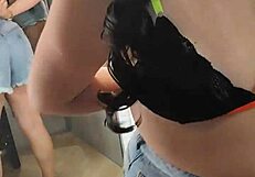 in the dressing room of the store