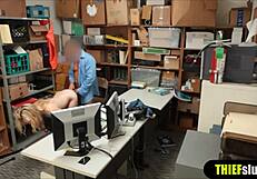 Blonde Shoplifter Bent Over for Rough Cum