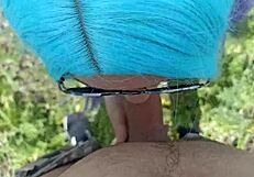 Vulgar Teen Student Sucks Cock in Public Park