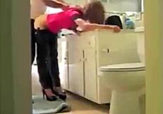 french slut gets fucked in the kitchen by her neighbor