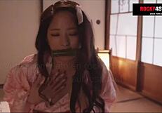 nezuko avoids becoming a demon by masturbating in this japanese hentai anime