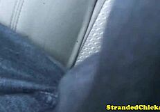 hitchhiking babe sucks cock and gets doggystyle fucked outdoors!