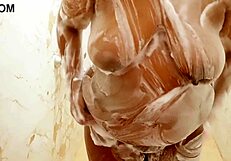 Indian hyderabad aunty bathing in shower