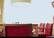 Beautiful euro babe masturbates to intense orgasm with cucumber