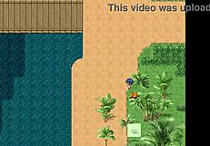 Tanned girl natsuki jerks off erected cocks in hentai game episode seven